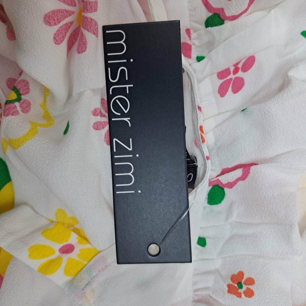 Mister Zimi Sophie Floral Print Midi Summer Dress White Meadow Size 10 Easter - Picture 7 of 10